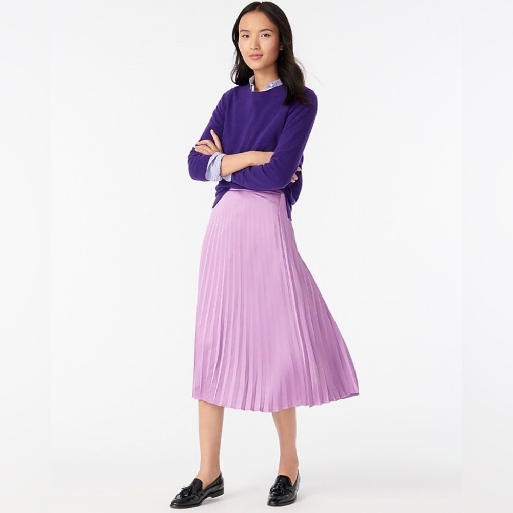 🆕 J. Crew Pleated Midi Skirt Size 16 Wisteria Purple.